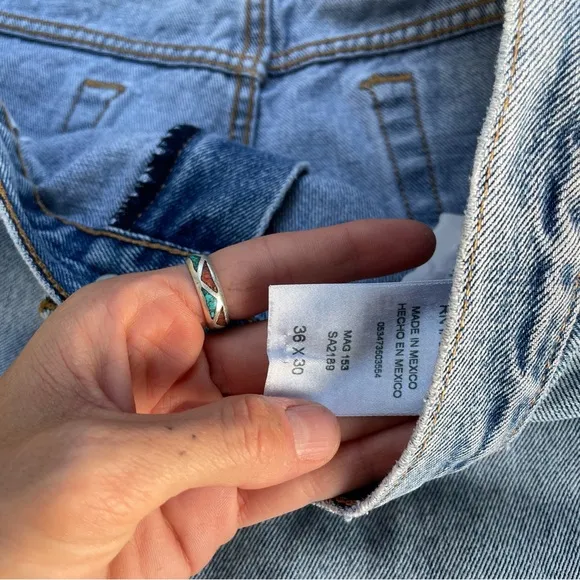 Upcycled patchwork feed sack jeans