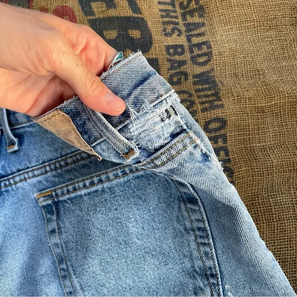 Upcycled patchwork feed sack jeans