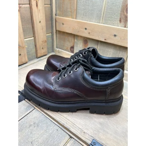 US9 Skechers Bordeaux Leather Chunky Oxford Shoes Y2K MENS EU42 Oxblood