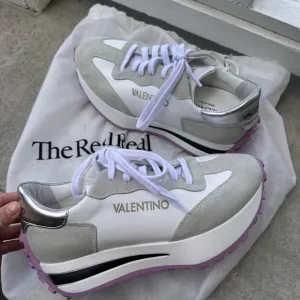 Valentino White and Gray Athletic Sneakers with Retro Design