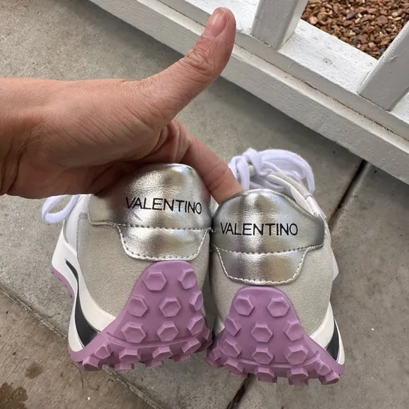Valentino White and Gray Athletic Sneakers with Retro Design