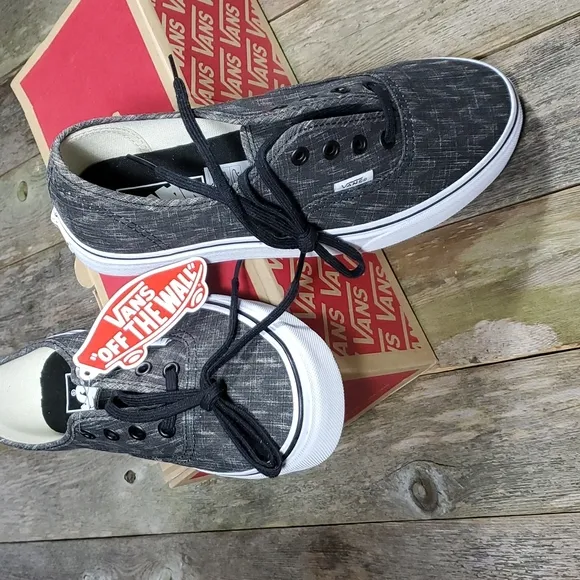 Vans Authentic (Denim Chevron) Blk/Tr Wht US Men 6 US Women 7.5 #1198