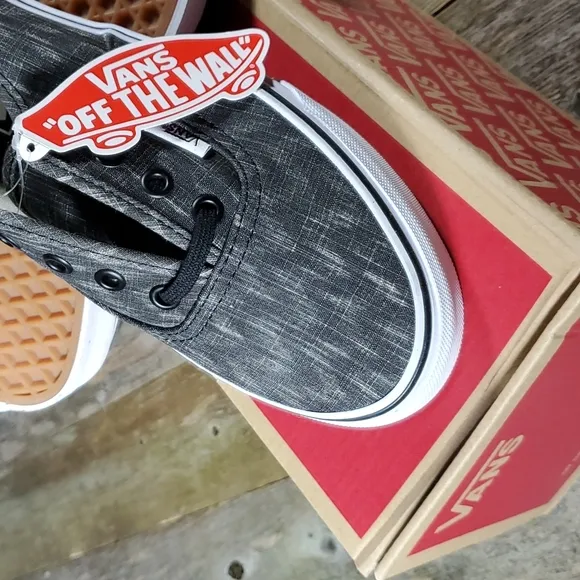 Vans Authentic (Denim Chevron) Blk/Tr Wht US Men 6 US Women 7.5 #1198