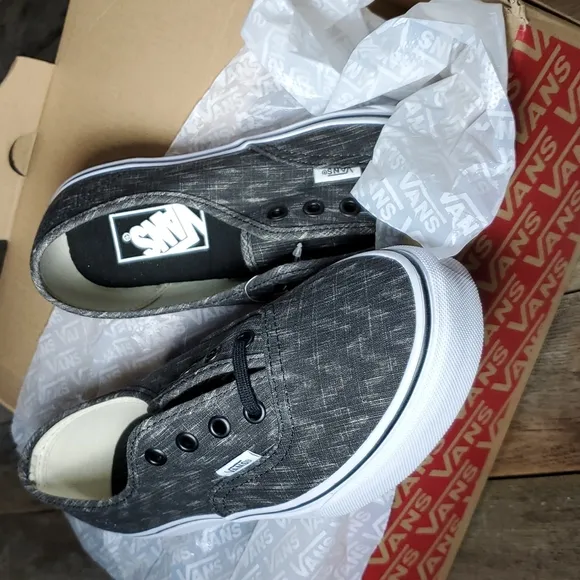 Vans Authentic (Denim Chevron) Blk/Tr Wht US Men 6 US Women 7.5 #1198