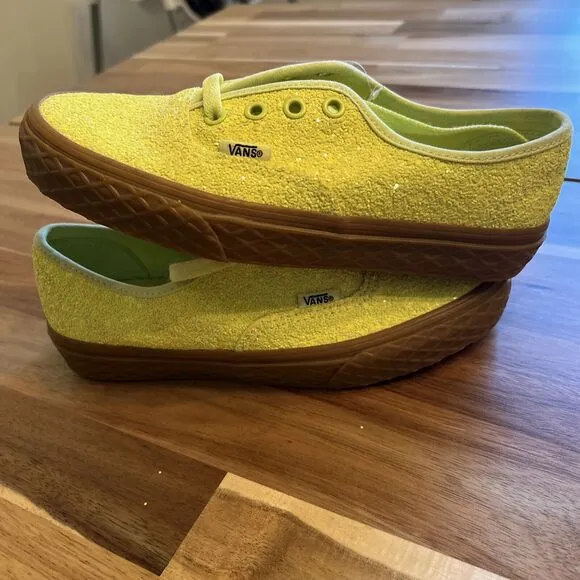 Vans Authentic Ice Cream Glitter‎ Yellow Women's 6.5 Skate Shoes New