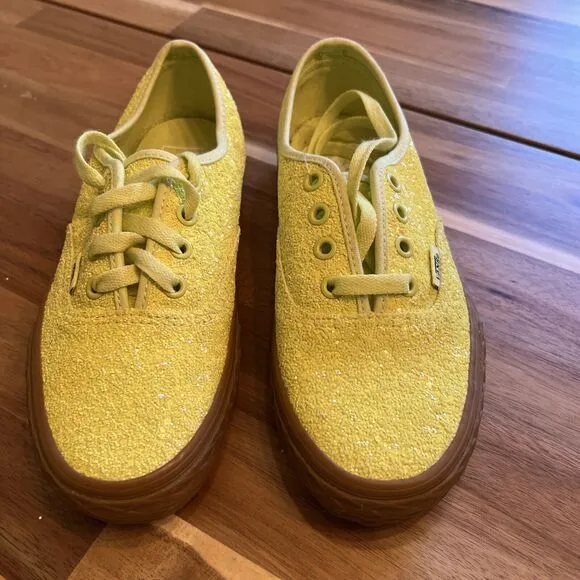 Vans Authentic Ice Cream Glitter‎ Yellow Women's 6.5 Skate Shoes New