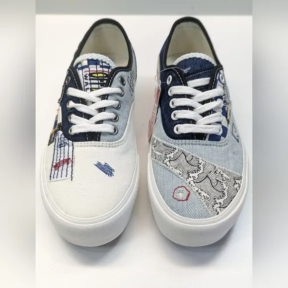 Vans Authentic VR3 Patchwork Grey Blue White Casual Fashion Skateboard shoes 7.5
