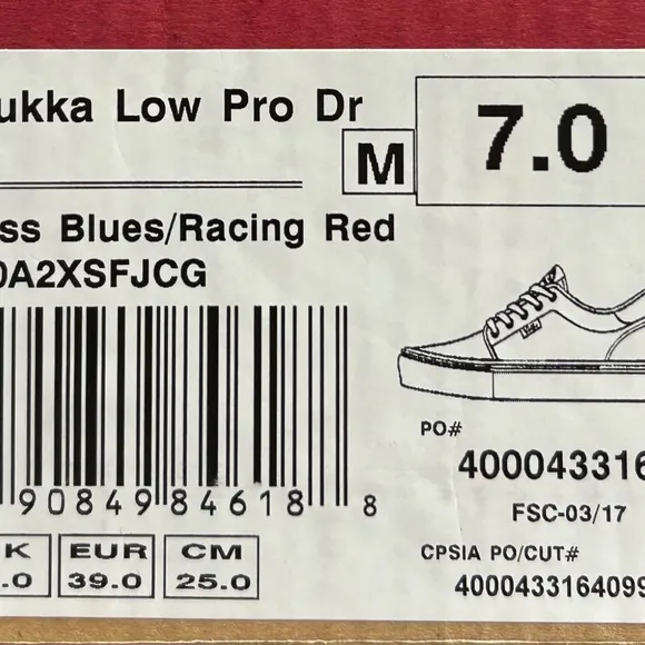 Vans Chukka Low Pro Dress Blues Racing Red Shoes