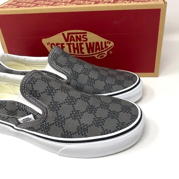 VANS Classic Slip On Sneaker Canvas Pewter Skate Shoe Low Women Size VN0A7Q5DPWT