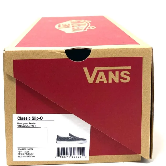 VANS Classic Slip On Sneaker Canvas Pewter Skate Shoe Low Women Size VN0A7Q5DPWT