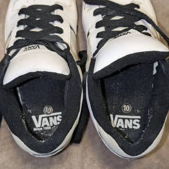 Vans Docket White/Black Leather Shoes Men's Size 10