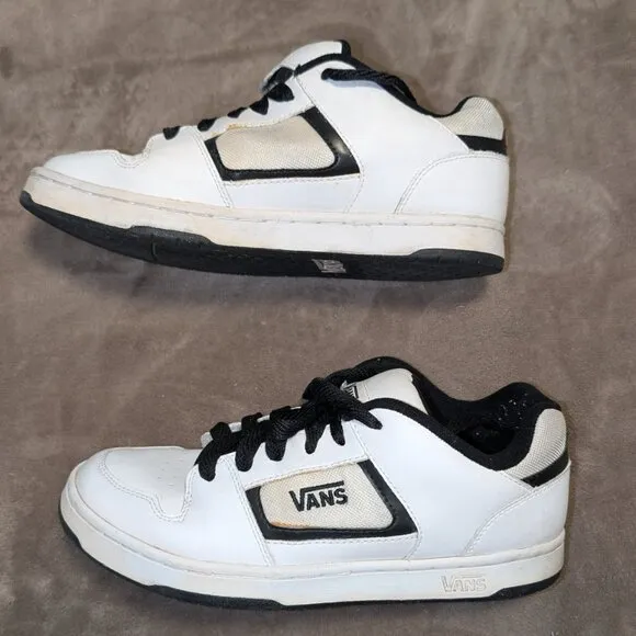 Vans Docket White/Black Leather Shoes Men's Size 10