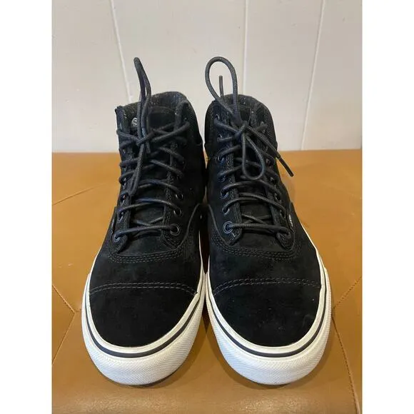 Vans Era-hi Pig Suede &amp; Nylon Black White Skateboard‎ Shoes Sneakers Size Mens 8