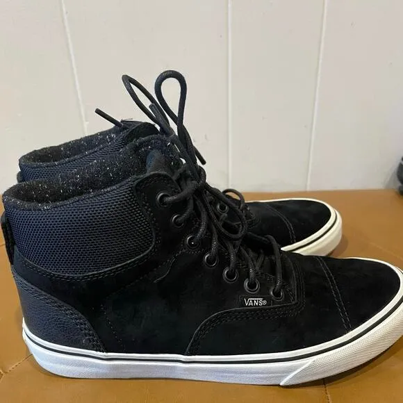 Vans Era-hi Pig Suede &amp; Nylon Black White Skateboard‎ Shoes Sneakers Size Mens 8