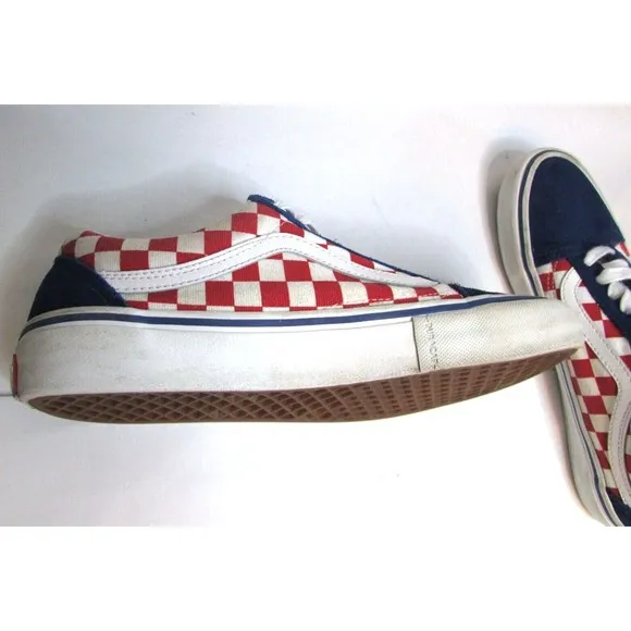 Vans Era Pro Men's 8.5 Skateboard Shoes Off The Wall Checkerboard Red White Blue
