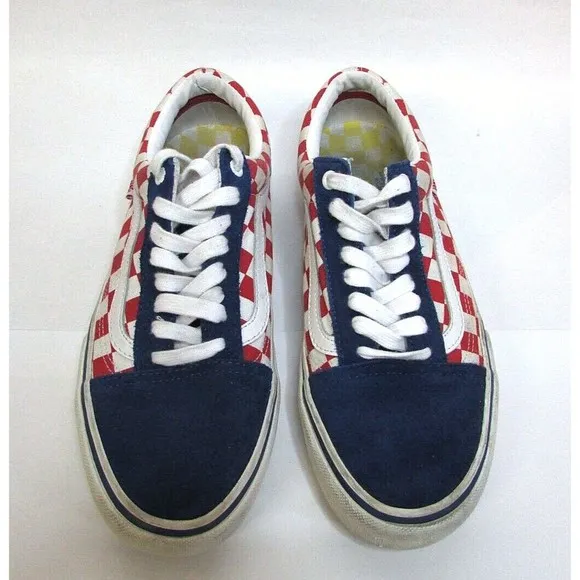 Vans Era Pro Men's 8.5 Skateboard Shoes Off The Wall Checkerboard Red White Blue