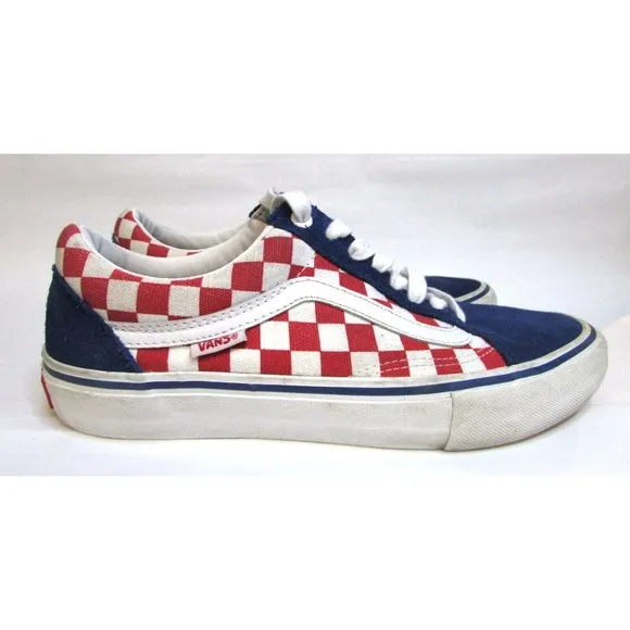 Vans Era Pro Men's 8.5 Skateboard Shoes Off The Wall Checkerboard Red White Blue