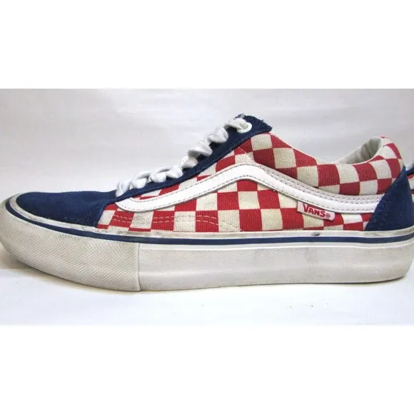 Vans Era Pro Men's 8.5 Skateboard Shoes Off The Wall Checkerboard Red White Blue