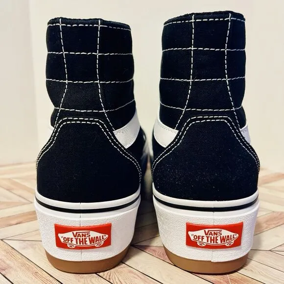VANS Filmore Hi Tapered ST Women 9.5 Canvas Black White Platform Sneakers Shoes