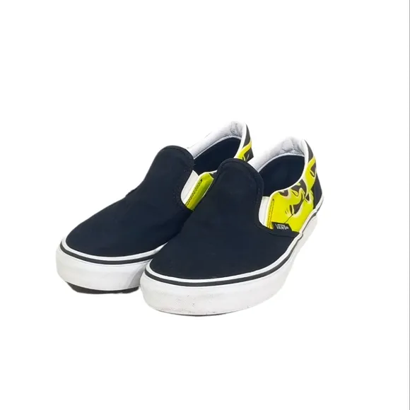 VANS Kids Slime Flame Classic Slip On Skater Shoes Sneakers Size 6.5 Youth