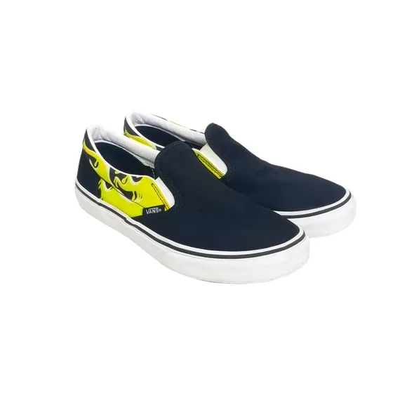 VANS Kids Slime Flame Classic Slip On Skater Shoes Sneakers Size 6.5 Youth