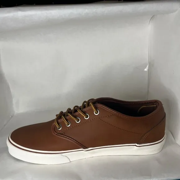 Vans Mens Atwood Leather Brown Sneakers Skateboard Tennis Shoes Size US 11