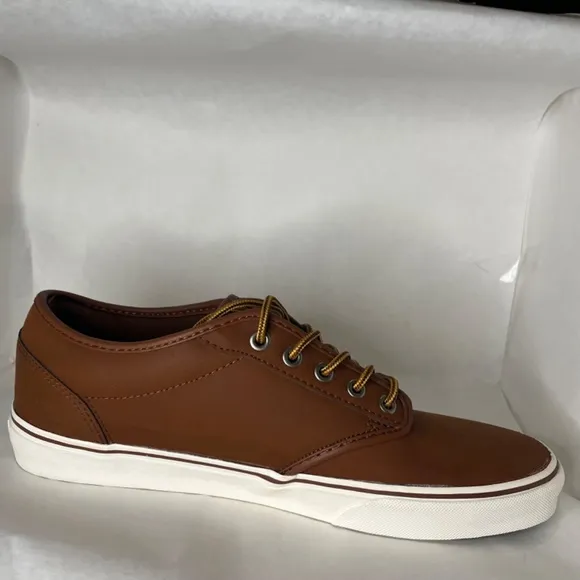 Vans Mens Atwood Leather Brown Sneakers Skateboard Tennis Shoes Size US 11