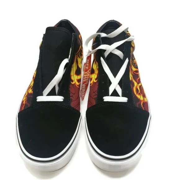 Vans Mens Size 11 Old Skool Samurai Rising Flames Skateboard Shoes 508731 Black