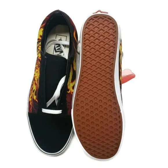 Vans Mens Size 11 Old Skool Samurai Rising Flames Skateboard Shoes 508731 Black