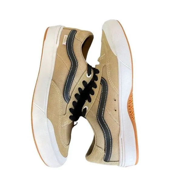 Vans Off The Wall Tan Lace Up Black Berle Pro Skateboard Shoes Size 9