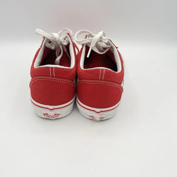VANS Old Skool Canvas Skateboard Lace-up Shoes Red White Mens 6.5 Womens 8