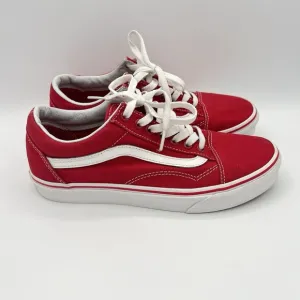 VANS Old Skool Canvas Skateboard Lace-up Shoes Red White Mens 6.5 Womens 8