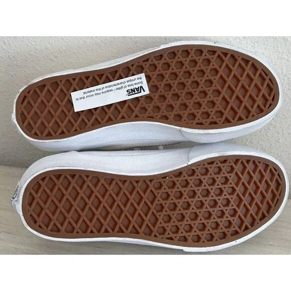 Vans old skool Kids Sz 2 Glitter White Classic Skateboard sneakers shoes SIB