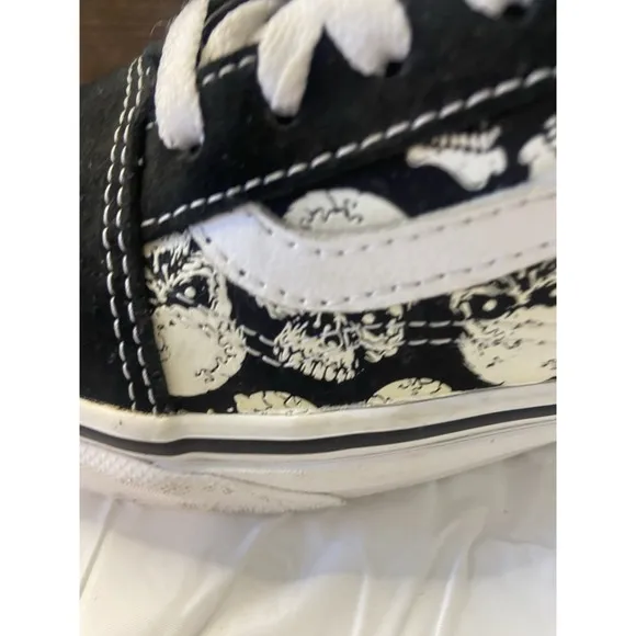Van's Old Skool RARE Skull Black/White Skateboard Low Tops -Size M-5/W6.5-Cool