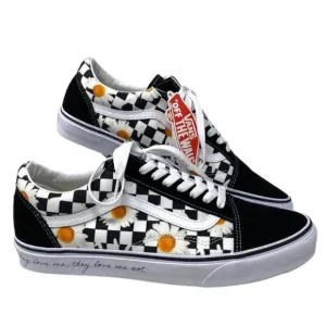 VANS Old Skool Shoes Low Top Skate Check Canvas Suede Black Men Size VN0A5KRFB0B
