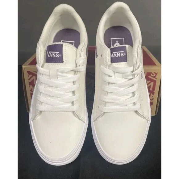 VANS SELDAN Cream Leather Retro  Pop Grape J women’s size 8 New