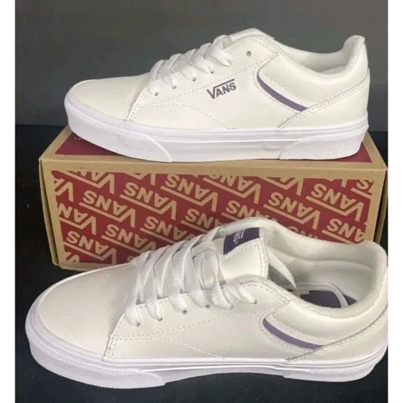 VANS SELDAN Cream Leather Retro  Pop Grape J women’s size 8 New