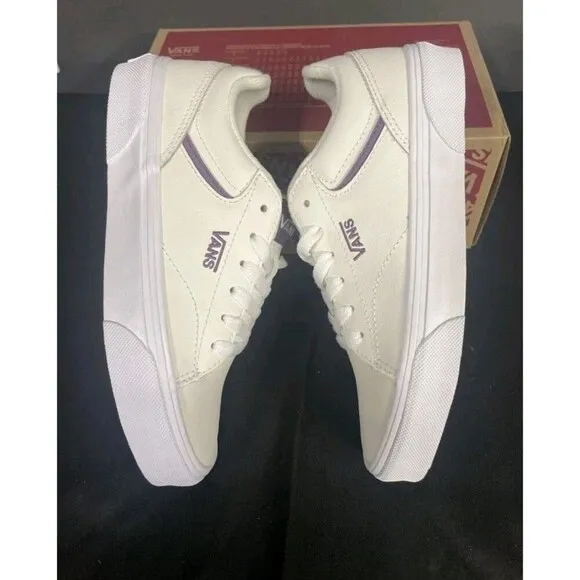 VANS SELDAN Cream Leather Retro  Pop Grape J women’s size 8 New