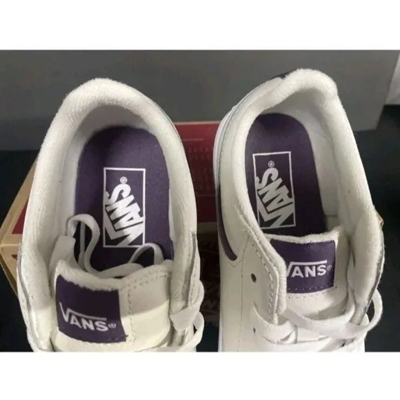 VANS SELDAN Cream Leather Retro  Pop Grape J women’s size 8 New