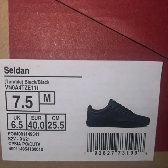 Vans Seldan Sneaker | (Tumble) Black/Black | Size 7.5 Mens | NEW!!!!🖤👟