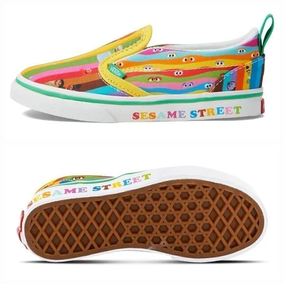 Vans Sesame Street Boys Girls Slip-on Sneakers Shoes Multicolor Size 1 NEW