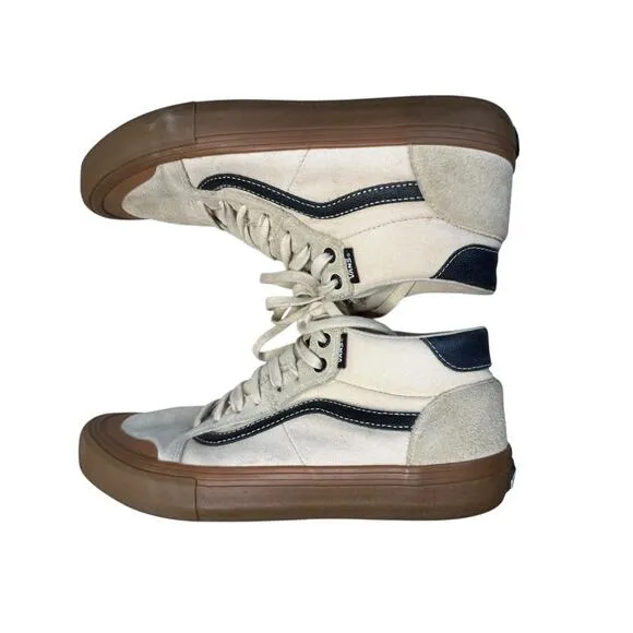 Vans Shoes Men 10.5 Beige Black Suede Ty Morrow 112 Mid Pro Skate