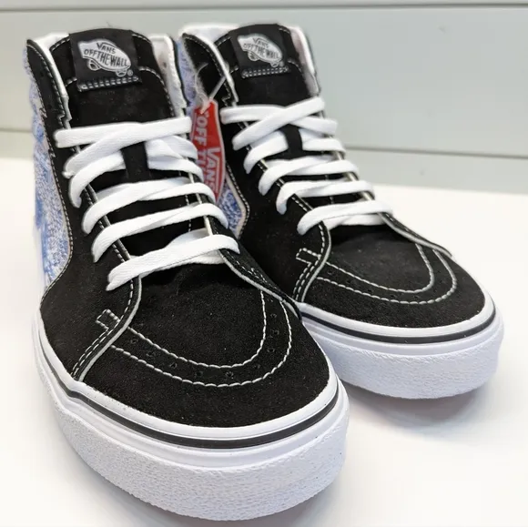 Vans SK8-Hi Bolt Liquify Black Blue Casual Fashion High top shoes sz Men's 10