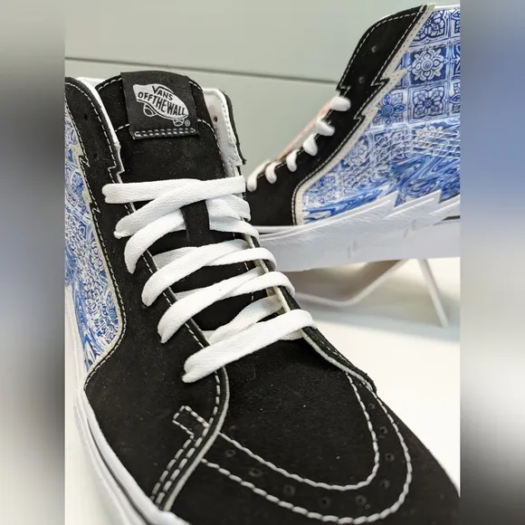Vans SK8-Hi Bolt Liquify Black Blue Casual Fashion High top shoes sz Men's 10