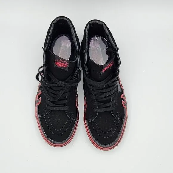 VANS Sk8 Hi Flame, Mens US Size 10.5 / Womens 12 Suede Black / Red | 721278