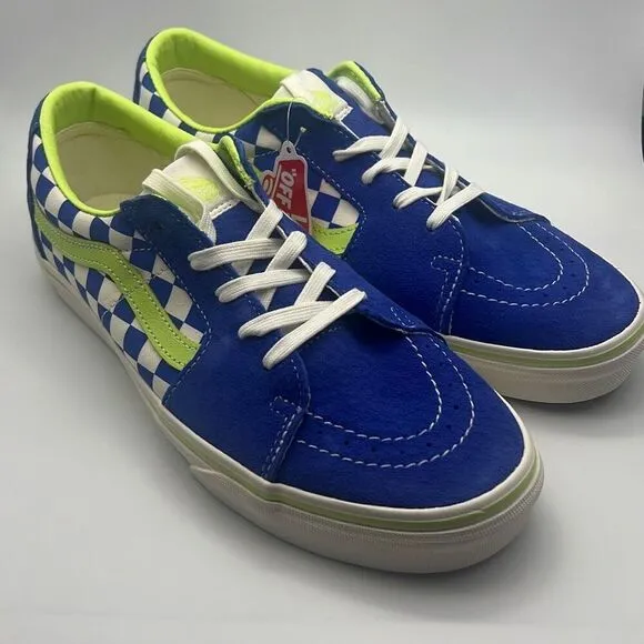 Vans SK8-Low checkerboard blue white green casual skate sneaker shoe NWB Men 9.5