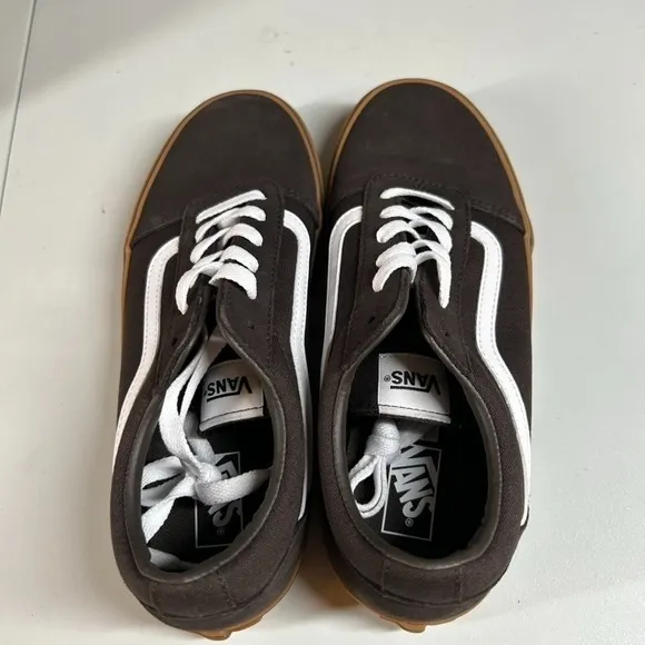 Vans Ward Low-Top Skate Sneakers Brown Gum Sole Casual Shoes Kids Size‎ 6