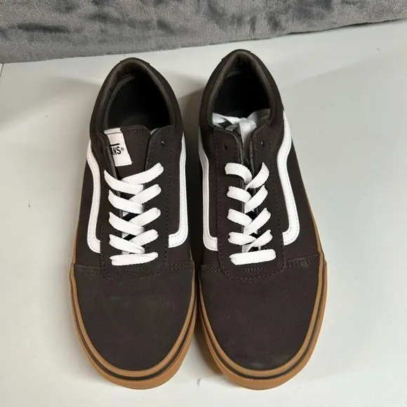 Vans Ward Low-Top Skate Sneakers Brown Gum Sole Casual Shoes Kids Size‎ 6