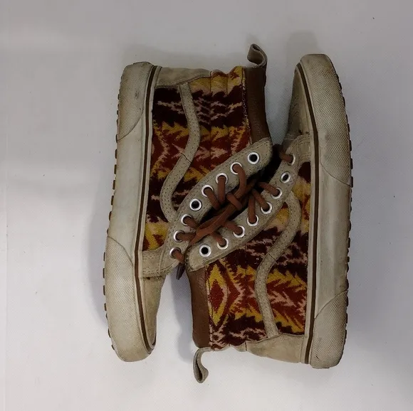Vans X Pendleton SK8-HI (MTE)‎ Wool Trible Shoes Womens 6 Tan Boho Retro 90s