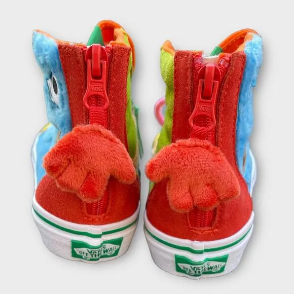 Vans x Sesame Street Unisex Kids SK8-Hi Zip Shoes Sz 2 – Elmo Collab Sneakers